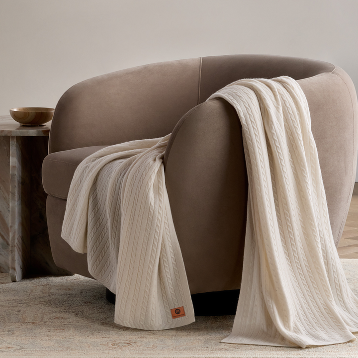 Cable Knit Cashmere Throw